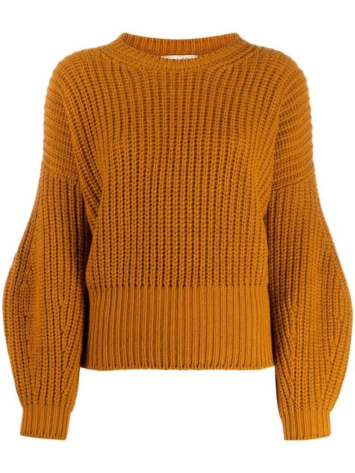 Gentry Portofino Balloon Sleeve Jumper - Brown