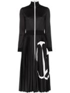 Valentino Vlogo Pleated Midi Dress - Black