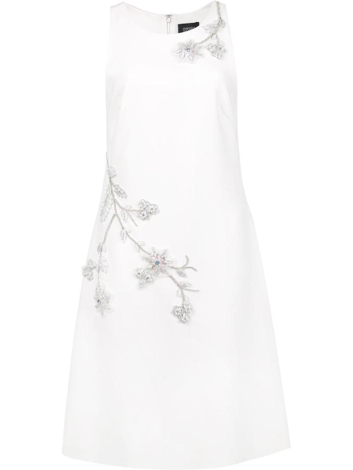 Marchesa Notte Embellished Detail Dress, Women's, Size: 12, White, Polyester