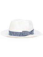Eleventy Hat With Decorative Trim And Bow, Men's, Size: 59, White, Cotton/paper