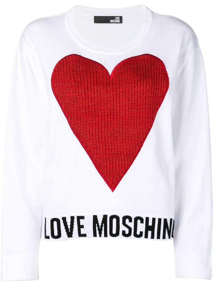 Love Moschino Contrast Heart Jumper - White