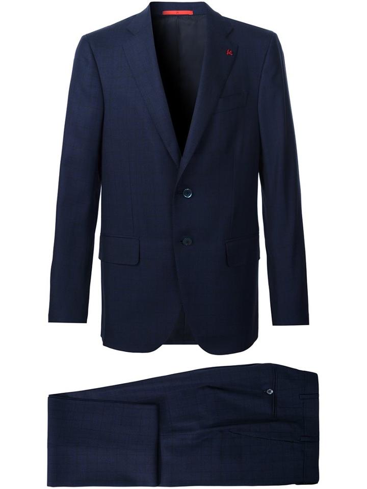 Isaia Two-button Suit, Men's, Size: 54, Blue, Wool