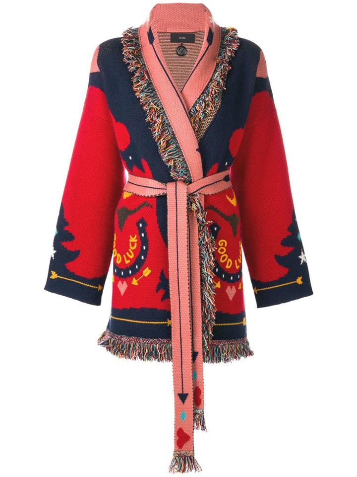 Alanui Intarsia Wrap Cardigan - Red