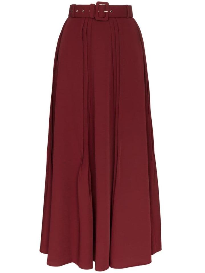N Duo Pleated Maxi Skirt - Red