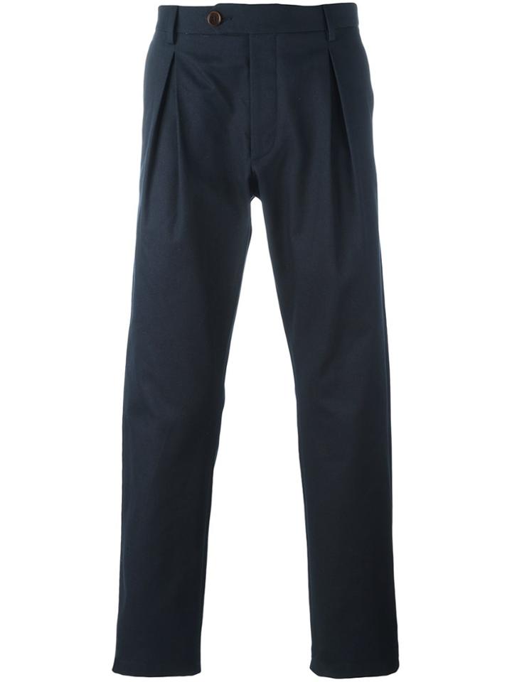 Al Duca D'aosta 1902 Pleat Detail Chino Trousers - Blue