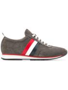 Thom Browne Striped Leather Running Shoe - Grey