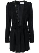 Saint Laurent Plunge Mini Dress - Black