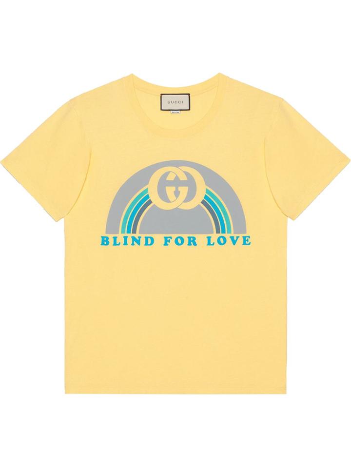 Gucci Oversize T-shirt With Rainbow Print - Yellow & Orange