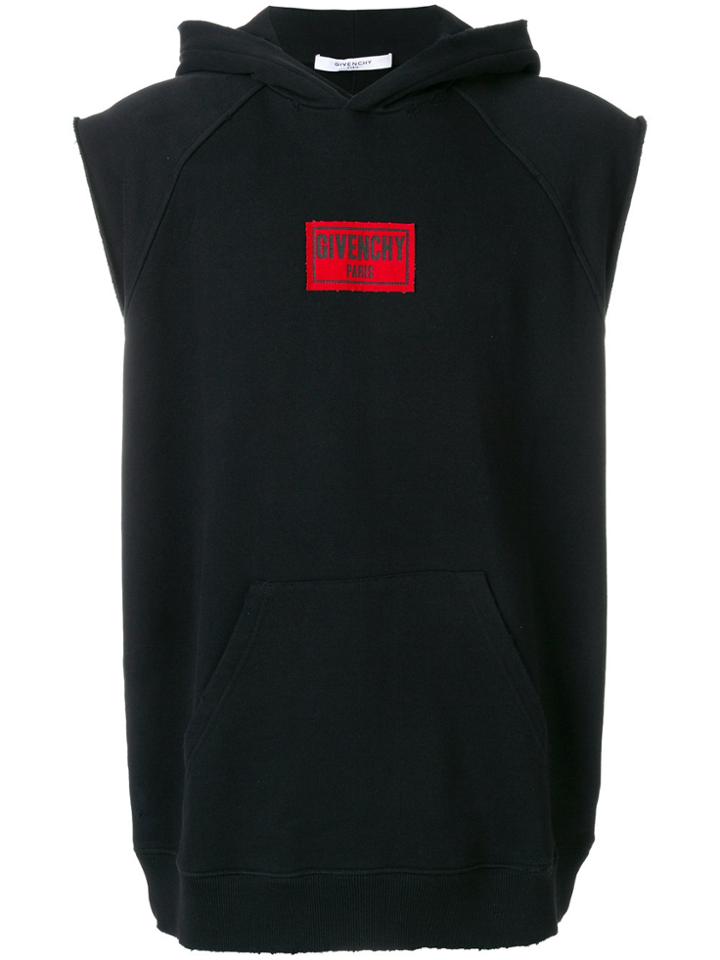 Givenchy Branded Patch Sleeveless Hoodie - Black
