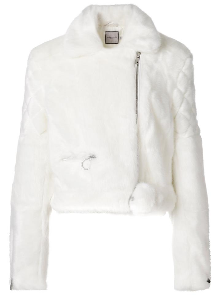Urbancode Faux Fur Biker Jacket - White