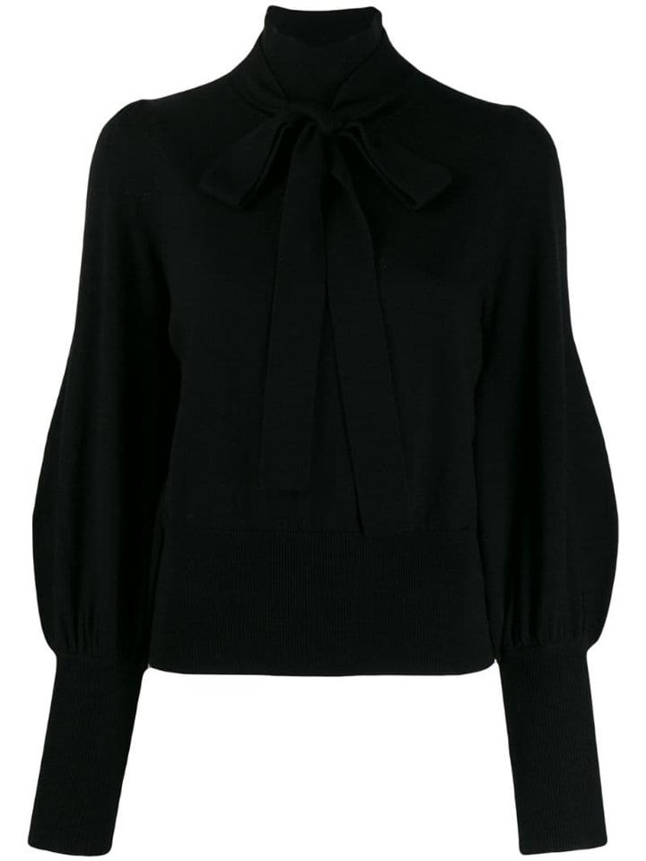 Zimmermann Tie-neck Kniited Top - Black