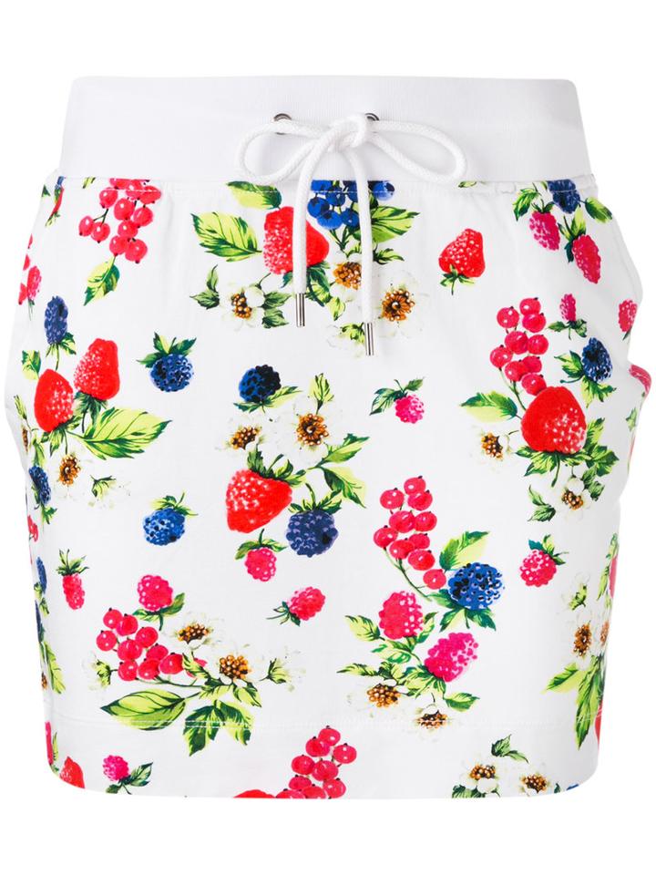 Love Moschino Floral Skirt, Women's, Size: 44, White, Cotton/spandex/elastane