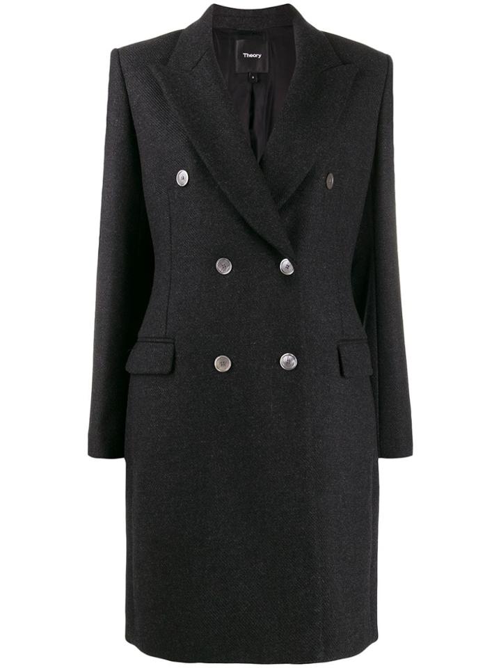 Theory Double-breasted Coat - Black