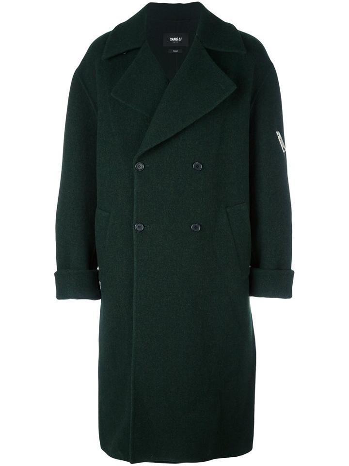 Yang Li Dbf Big Coat, Men's, Size: 44, Green, Virgin Wool