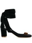 Gia Couture Wrap-around Ankle Sandals - Black