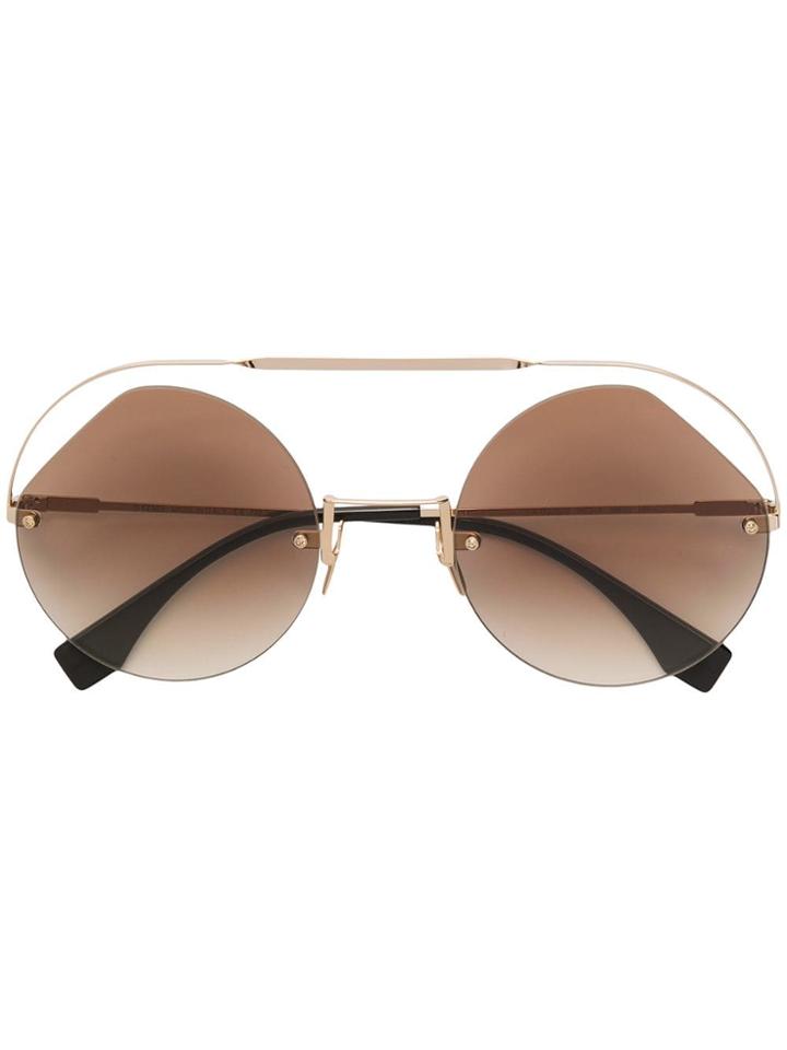 Fendi Eyewear Round Frame Sunglasses - Gold