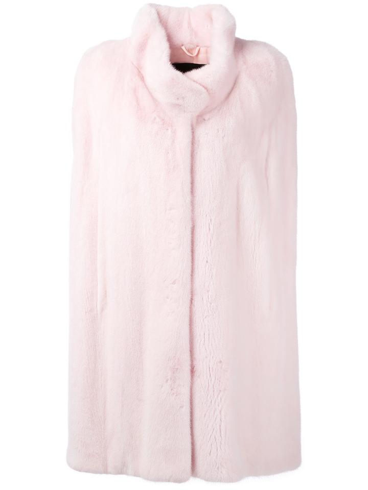Liska - Funnel Neck Cape - Women - Mink Fur/polyester - M, Pink/purple, Mink Fur/polyester