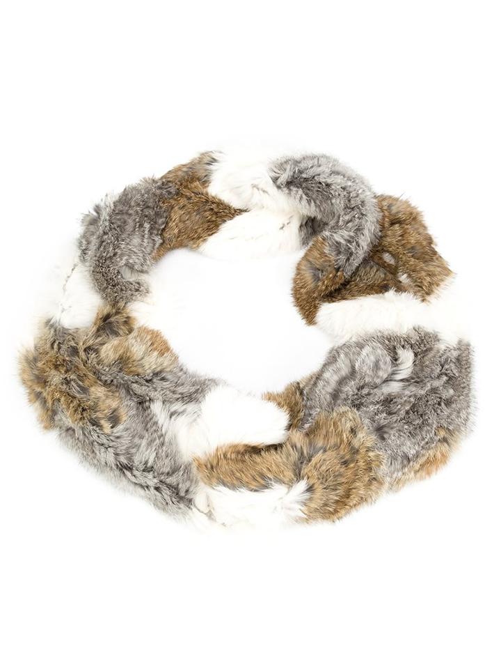 Jocelyn Chevron Infinity Scarf, Women's, Grey, Rabbit Fur/cotton/polyester