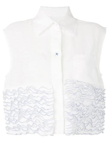 Steven Tai Ruffle Stuck Sleeveless Shirt - White