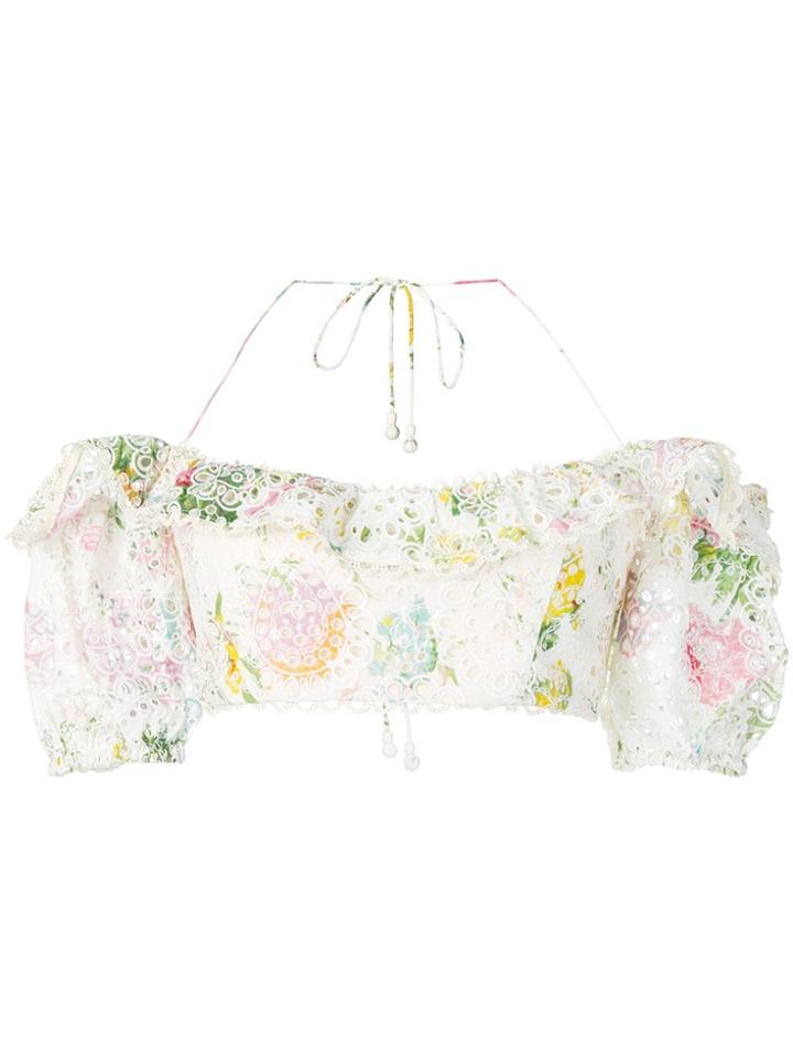 Zimmermann Floral Print Cropped Top - Neutrals