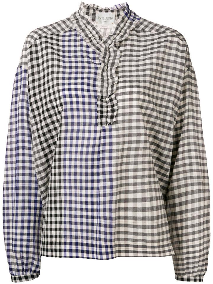 Forte Forte Checked Ruffle Blouse - Black