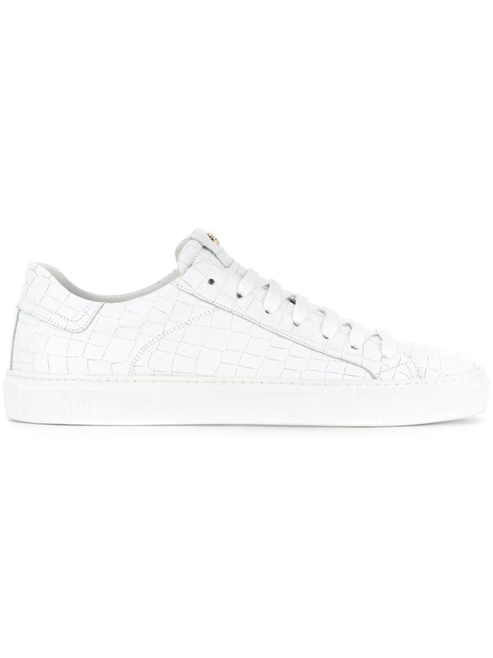 Hide & Jack Crocodile Embossed Tuscany Sneakers - White