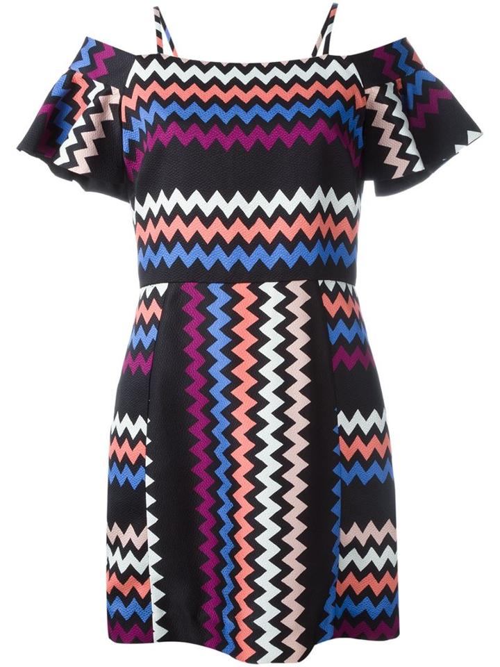 Msgm Zig Zag Print Dress, Women's, Size: 38, Viscose/cotton/polyester