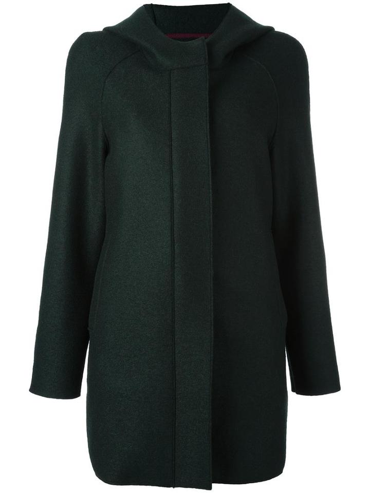 Harris Wharf London Hooded Coat, Women's, Size: 46, Green, Virgin Wool/polyester