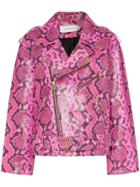 Marques'almeida Python Effect Leather Biker Jacket - Pink
