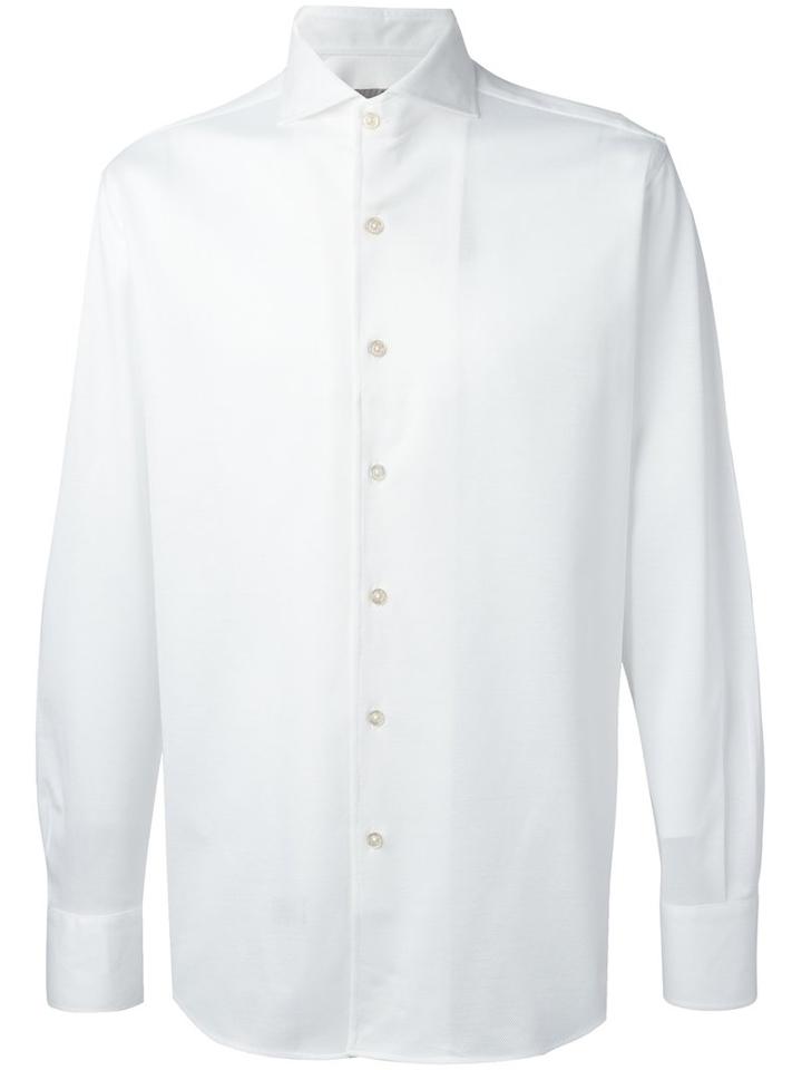 Canali Plain Shirt, Men's, Size: Xl, White, Cotton