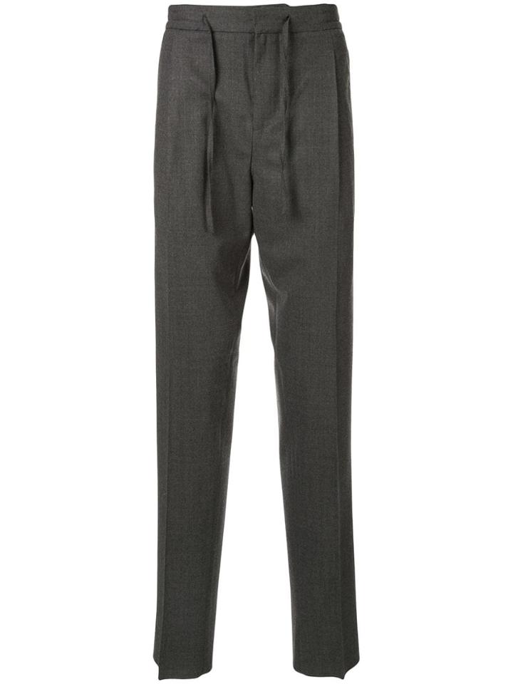 Lardini Drawstring Waist Straight Leg Trousers - Grey