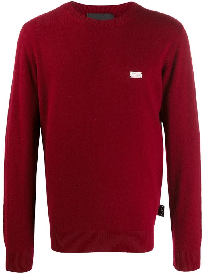 Philipp Plein Cashmere Logo Plaque Jumper - Red