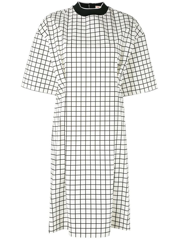 Marni - Oversized Checked Dress - Women - Cotton/polyester - 42, White, Cotton/polyester