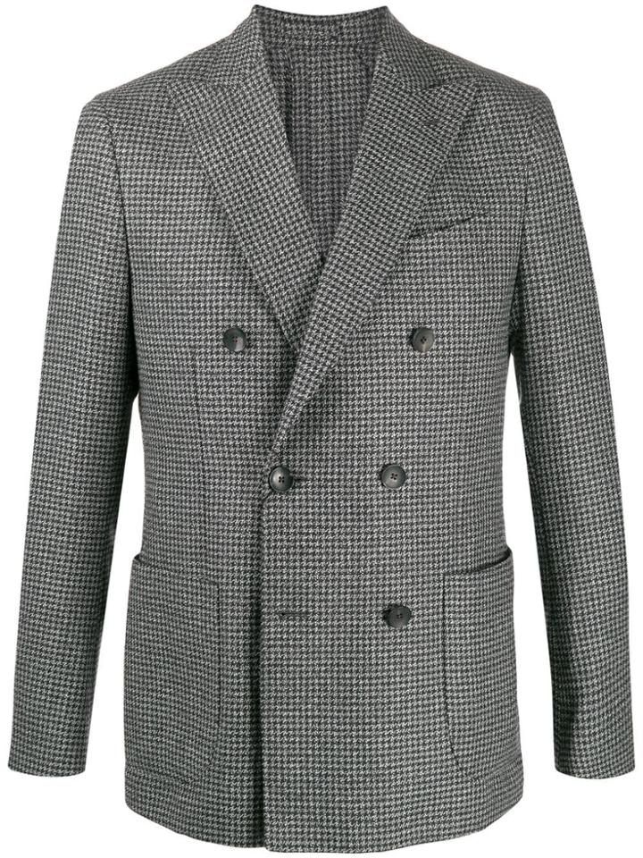 Dell'oglio Houndstooth Check Blazer - Black