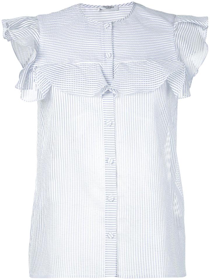 Vilshenko Striped Sleeveless Shirt, Women's, Size: 8, Blue, Cotton/silk/polyamide