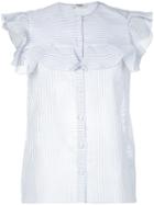 Vilshenko Striped Sleeveless Shirt, Women's, Size: 8, Blue, Cotton/silk/polyamide