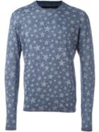 Hydrogen Star Print Knitted Jumper, Men's, Size: Xxl, Blue, Cotton