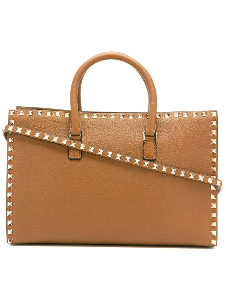 Valentino Valentino Garavani Rockstud Tote, Women's, Brown, Calf Leather