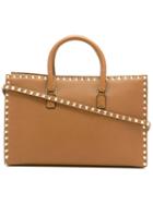 Valentino Valentino Garavani Rockstud Tote, Women's, Brown, Calf Leather