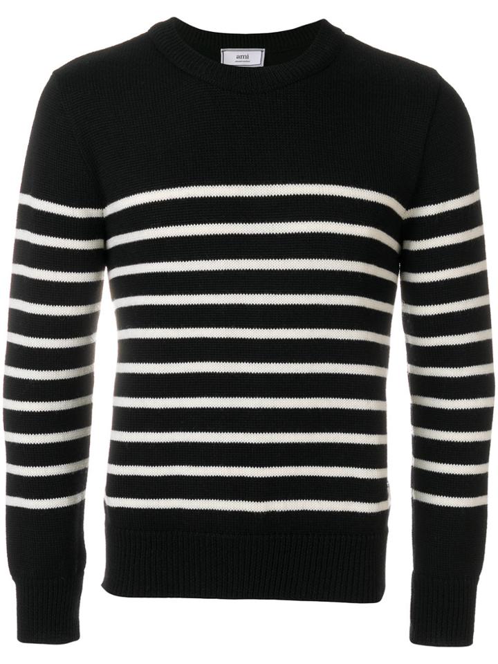 Ami Alexandre Mattiussi Breton Stripes Crewneck Sweater - Black