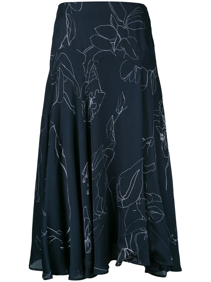 Floral Print Skirt - Women - Silk/polyamide/acetate/viscose - 40, Blue, Silk/polyamide/acetate/viscose, Paul Smith