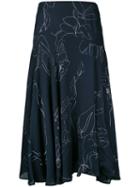 Floral Print Skirt - Women - Silk/polyamide/acetate/viscose - 40, Blue, Silk/polyamide/acetate/viscose, Paul Smith