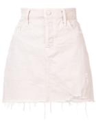 Mother Frayed Denim Skirt - Pink