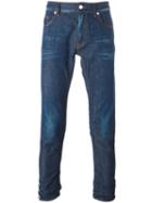 Love Moschino Striped Detail Skinny Jeans, Men's, Size: 32, Blue, Cotton/spandex/elastane