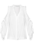 Alice+olivia Cut Out Shoulders Frill Trim Blouse - White