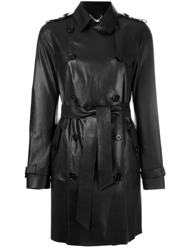 Desa Collection - Astar Double-breasted Coat - Women - Suede - 38, Women's, Black, Suede