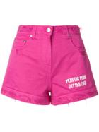 Msgm Distressed Denim Shorts - Pink & Purple