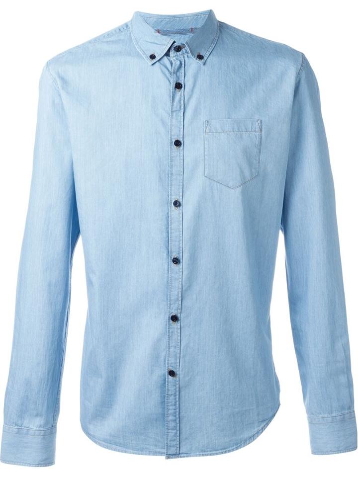 Woolrich Contrast Button Down Shirt, Men's, Size: Xxxl, Blue, Cotton