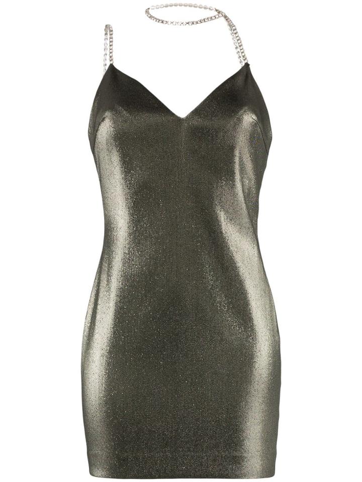 Area Crystal Necklace Mini Dress - Grey