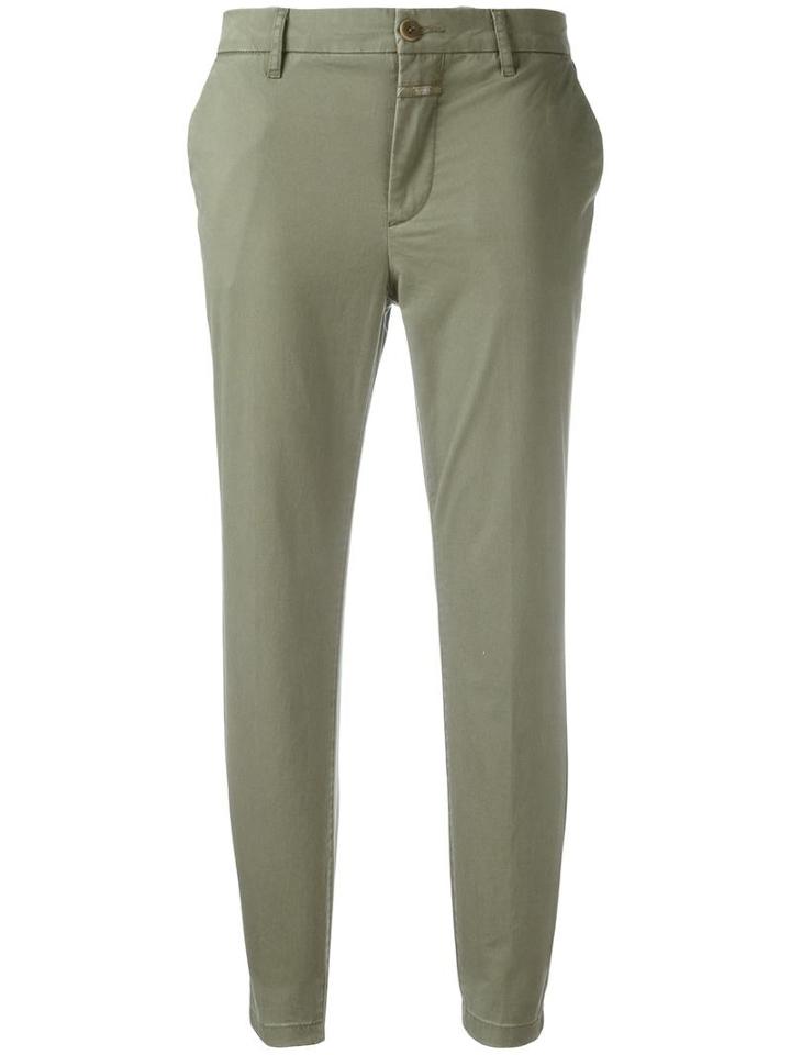 Closed Classic Cropped Trousers, Women's, Size: 27, Green, Cotton/spandex/elastane